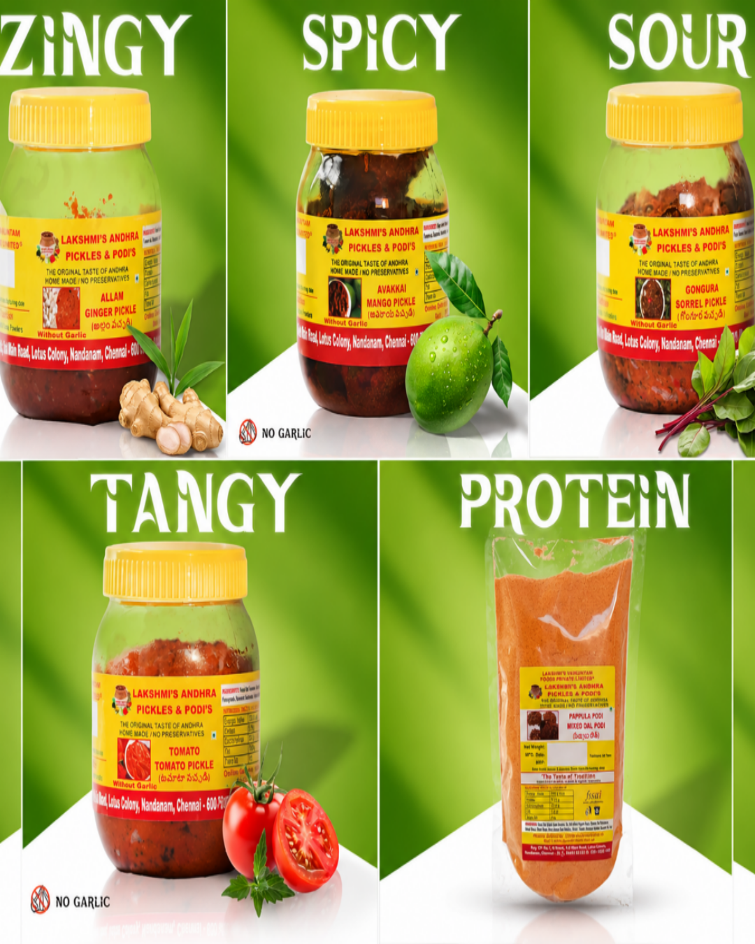 Combo Special – 4 × 500g Pickles + 300g Pappula Podi FREE
