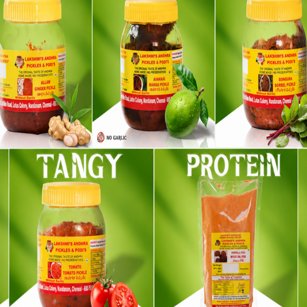 Combo Special – 4 × 500g Pickles + 300g Pappula Podi FREE