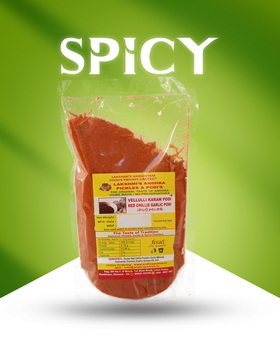VELLULLI KARAM PODI RED CHILLIE GARLIC PODI